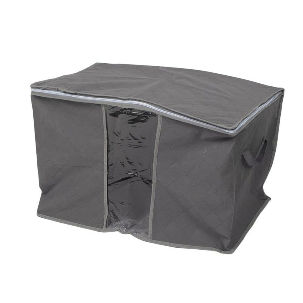 Household Blanket Quilts Clothes Zip Storage Bag Organizer Container Gray